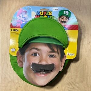 Super Mario Luigi Hat and Mustache Set
